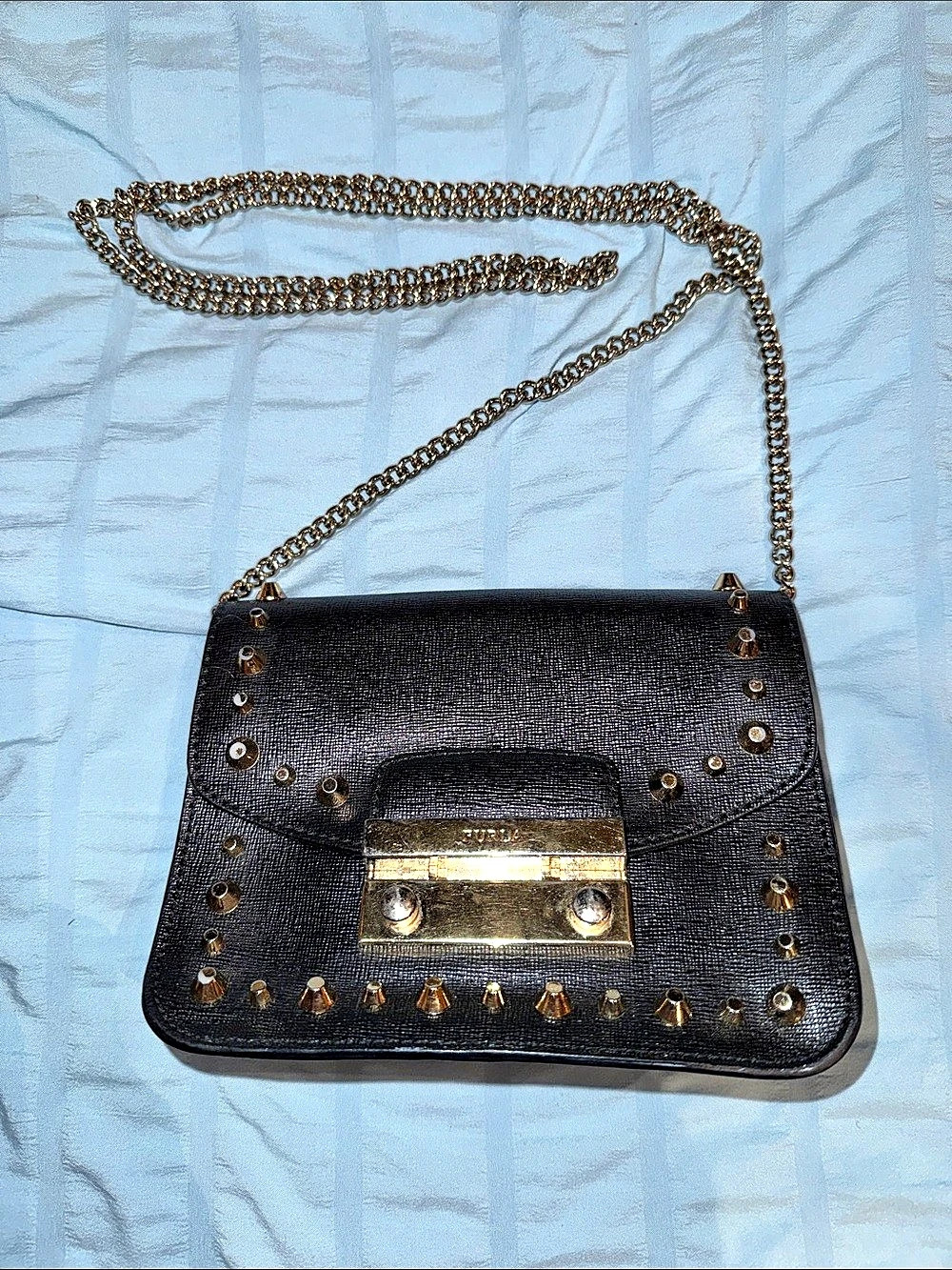Furla Metropolis Studded Mini Crossbody Bag Black